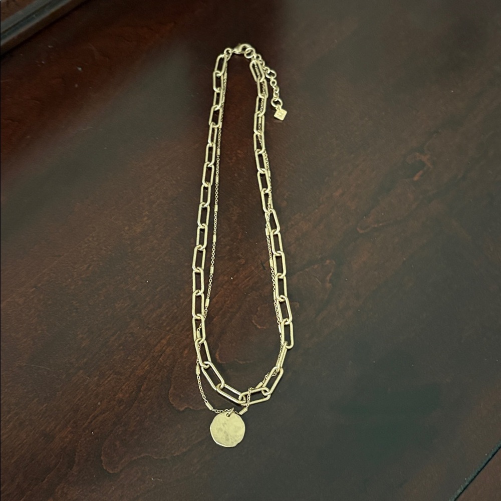 Paperclip Necklace with Disc Pendant